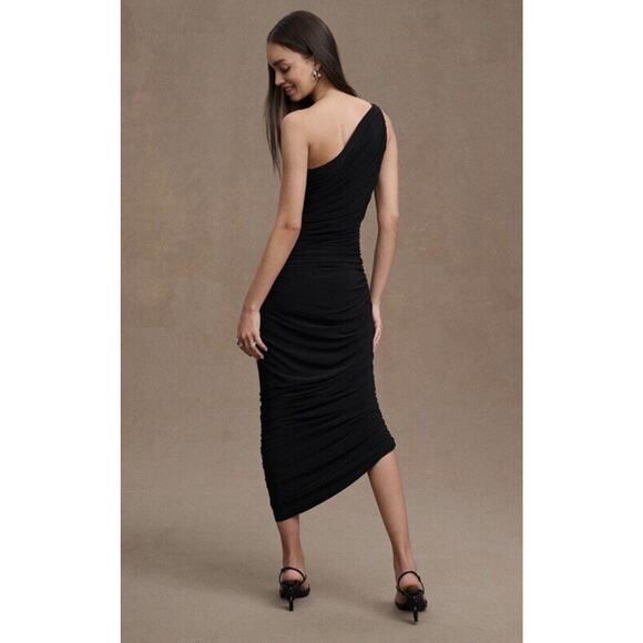 New Anthropologie Normali Kamali Diana One Shoulder Ruched Dress - Picture 2 of 13